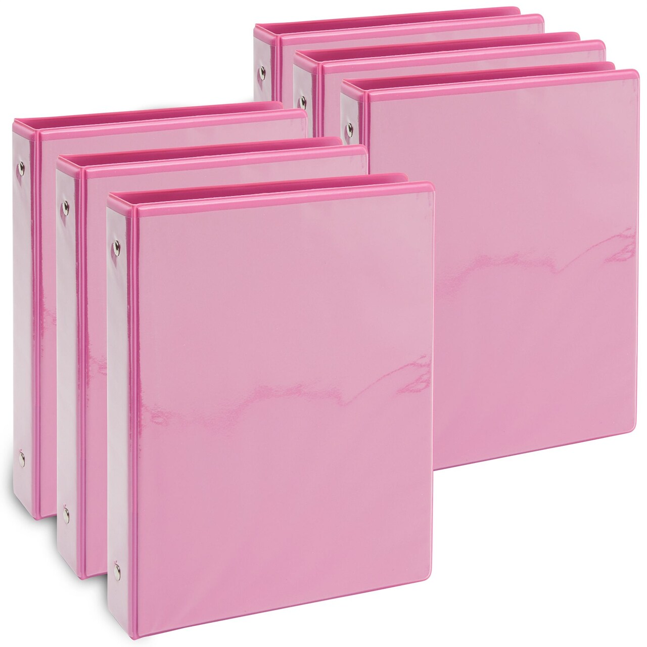 6 Pack Mini Pink 3 Ring Binder for 5.5 x 8.5-Inch Paper, 1-Inch Round Rings, School and Office Supplies